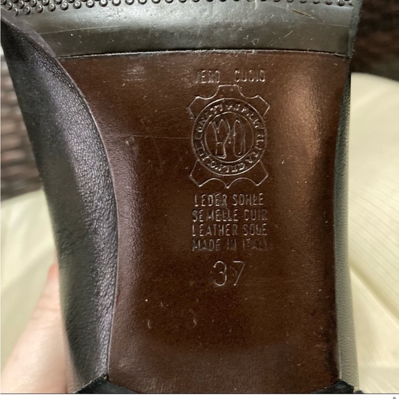 Botticelli | Vintage Made in Italy 100% Black Square Toe Leather Loafer Heels - Picture 9 of 9